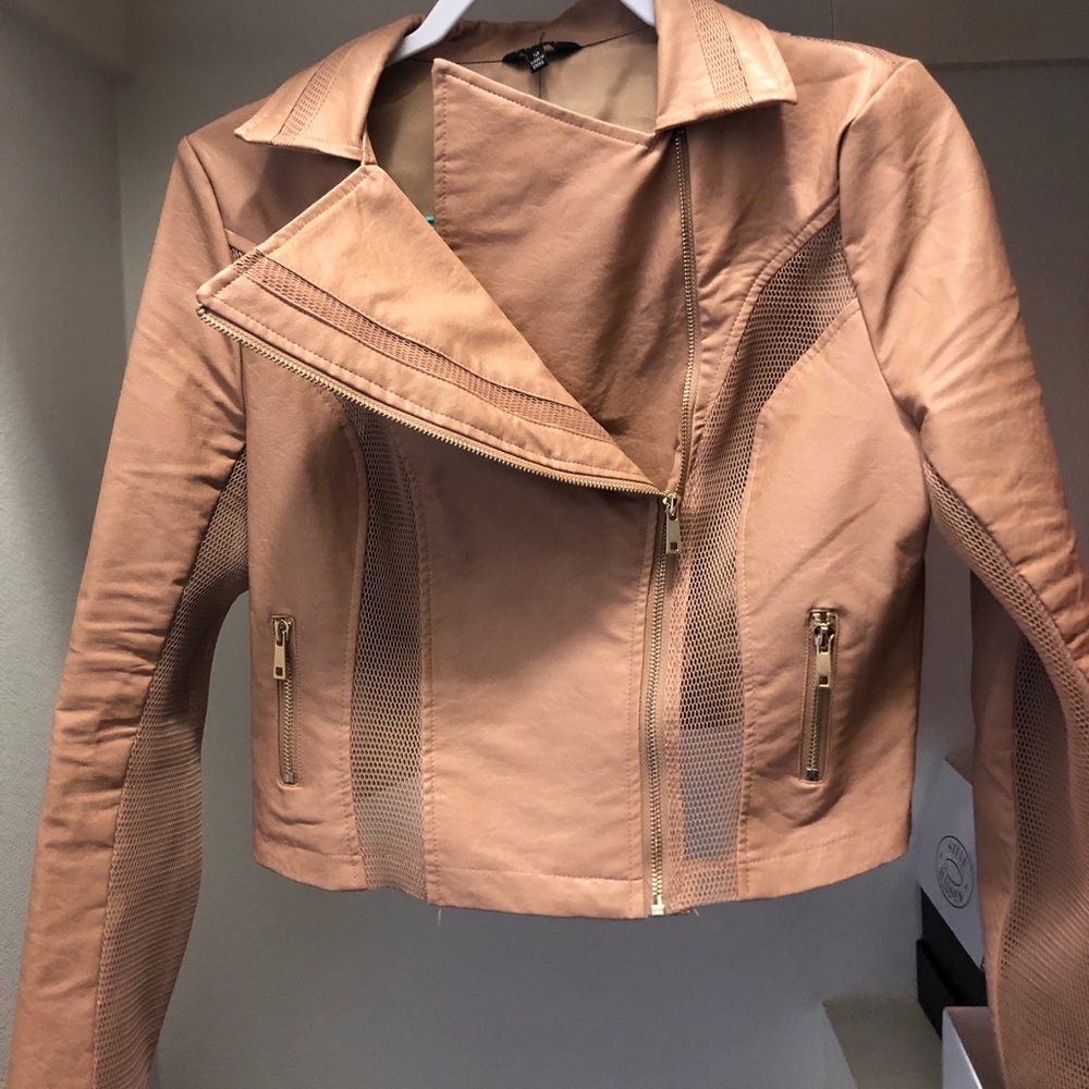 Skin tone leather jacket